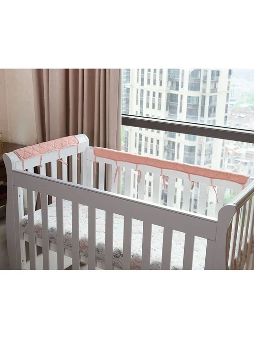 Бортик для кроватки хлопок розовый 15*60 см, 15x60 см, фото 3