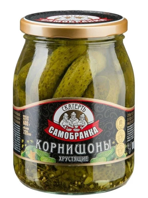 Корнишоны маринованные СкатертьСамобранка хрустящие, 680 г, 680 г