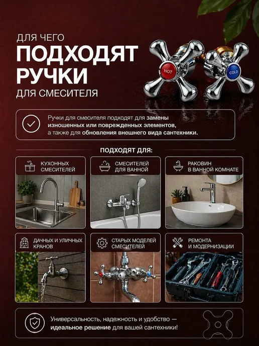 FranklinMIX Ручки для смесителя маховики хромированные в подарок, вариант, фото 3