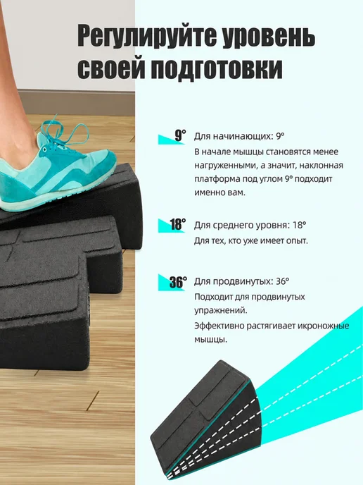Набор из 3 наклонных фитнес-платформ EPP, углы 9° 18° 36°, вариант, фото 2