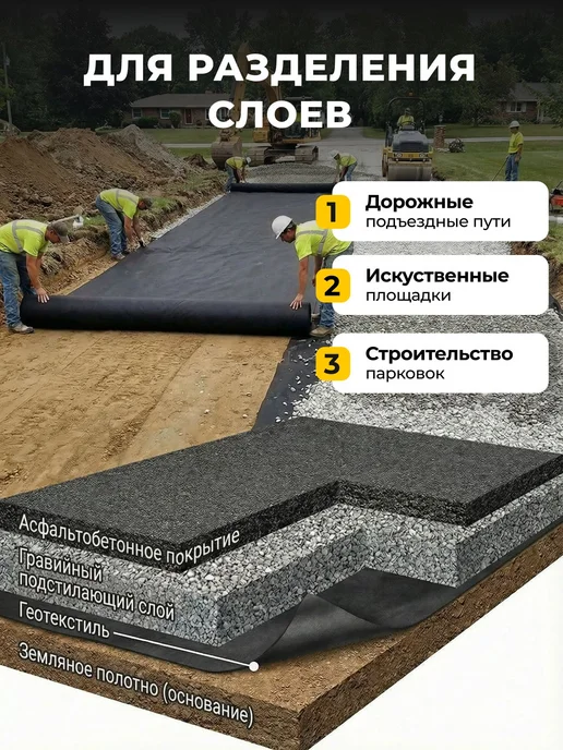 Геотекстиль садовый 100мкм агроткань укрывной материал от со, черный, фото 6