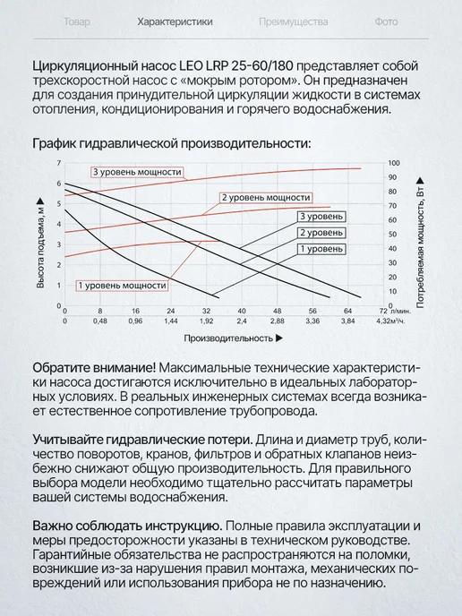 Vodotok Насос циркуляционный для отопления 25 60 180, вариант, фото 2