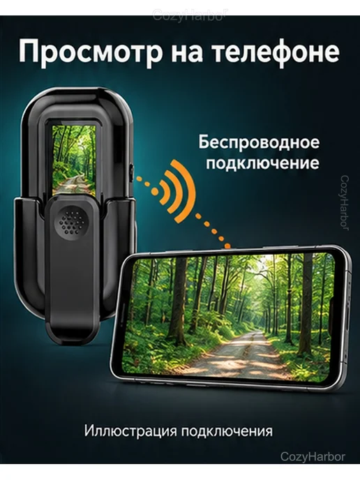 Мини-камера Wi-Fi 1080p с экраном и клипсой, вариант, фото 5