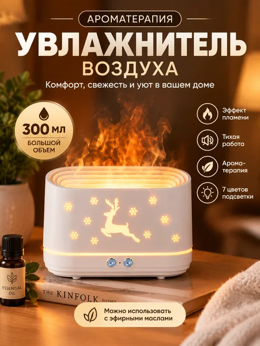 Увлажнитель воздуха для дома вулкан с подсветкой, белый