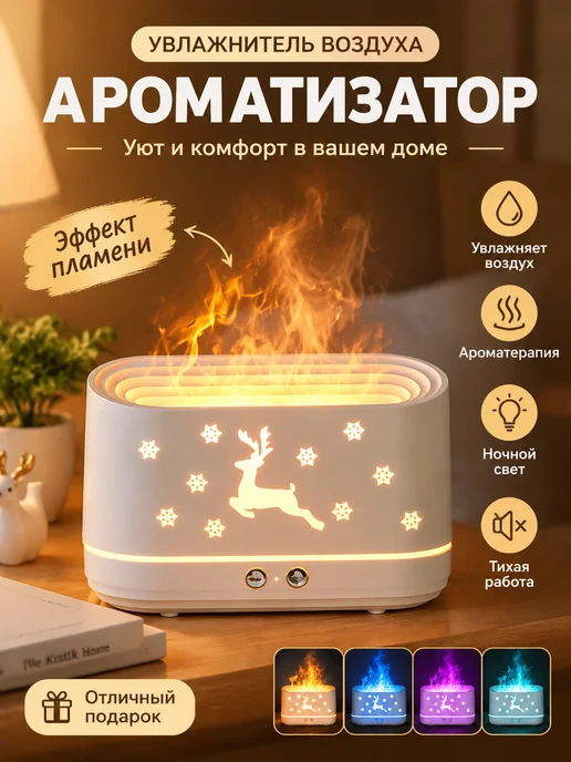 Увлажнитель воздуха для дома вулкан с подсветкой, белый, фото 2