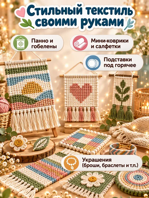 Детский ткацкий станок мини, для творчества и рукоделия дево, бежевый, фото 4