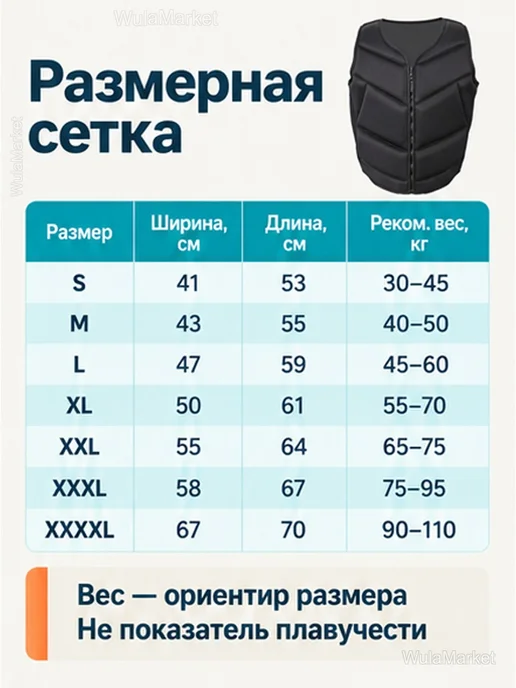 Спасательный жилет неопреновый для взрослых, черный, фото 3