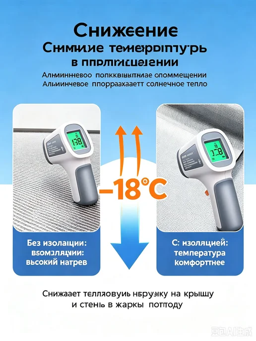 Самоклеющаяся алюминиевая теплоизоляция из вспененного 10 см, вариант, фото 8