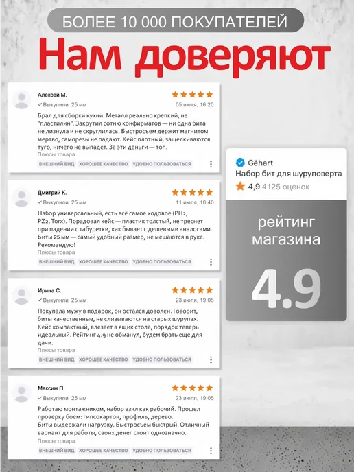 Gёhart 10 магнитных двусторонних бит, черный, фото 5