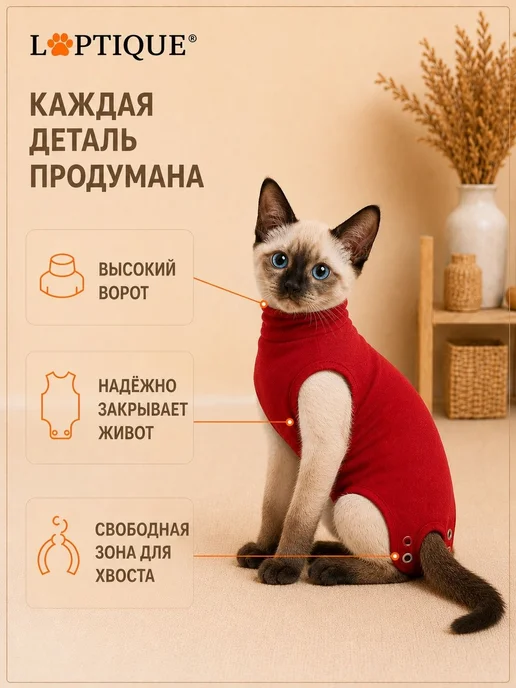 Попона послеоперационная для кошек размер 6XS, вариант, фото 4