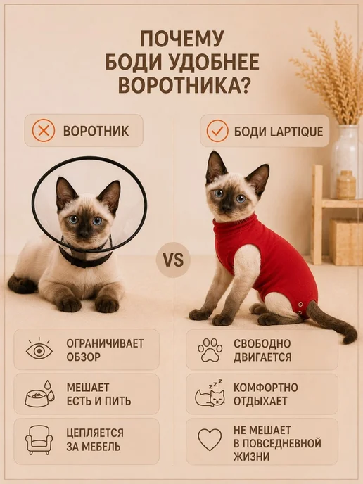 Попона послеоперационная для кошек размер 6XS, вариант, фото 6