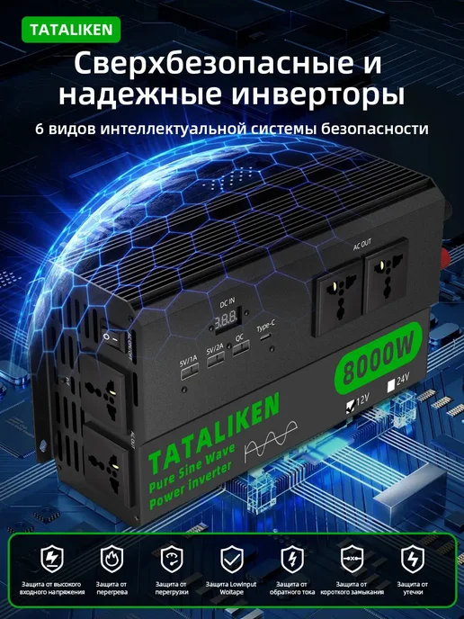 12-220 преобразователь напряжения инвертор автомобильный, вариант, фото 3