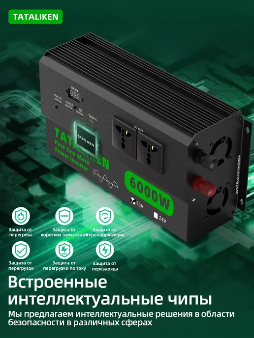 12-220 преобразователь напряжения инвертор автомобильный, вариант, фото 2
