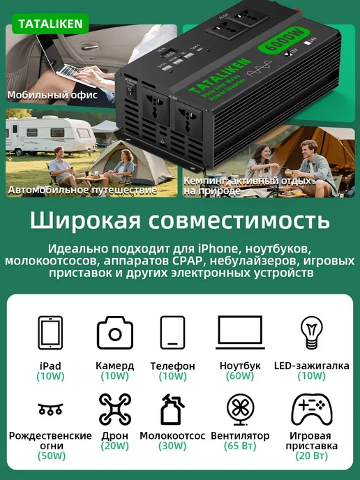 12-220 преобразователь напряжения инвертор автомобильный, вариант, фото 7