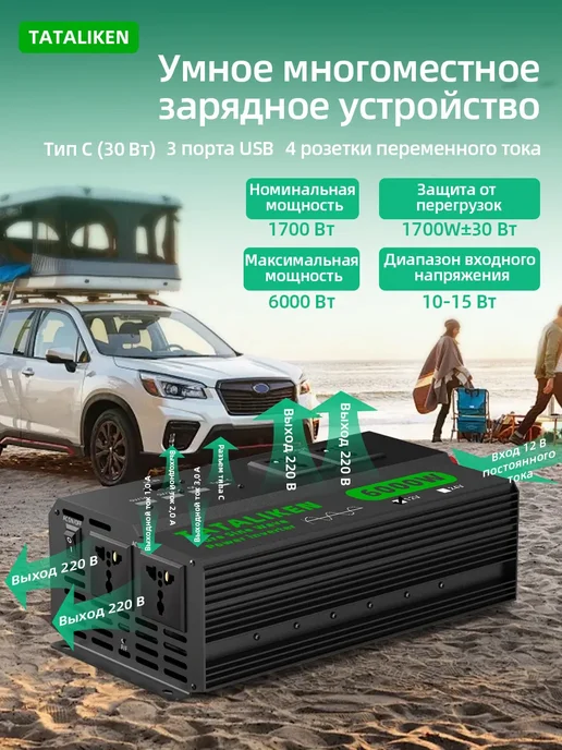 12-220 преобразователь напряжения инвертор автомобильный, вариант, фото 8