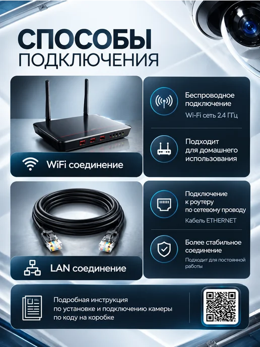 Камера видеонаблюдения уличная wi-fi с 3 объективами, черный, фото 8