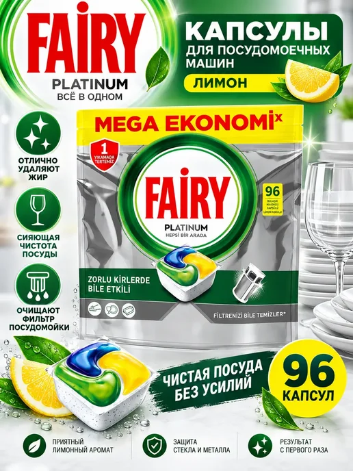 Капсулы для посудомоечной машины Fairy platinum 50 шт, 96 шт