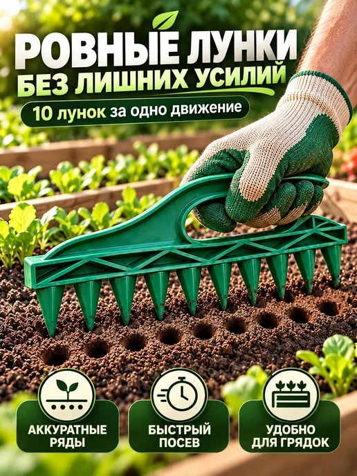 Сеялка для семян ручная точная посадка семян для сада, зеленый