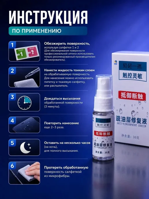 Олеофобное покрытие, масло, жидкость, спрей для экранов смар, вариант, фото 5