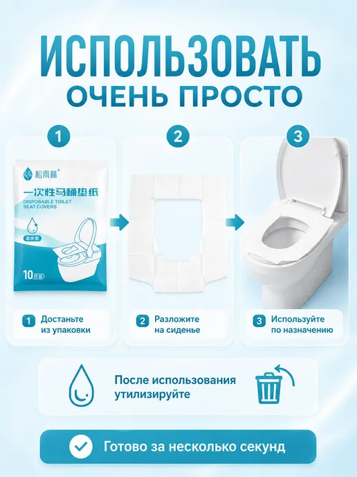 FranklinMIX Одноразовые накладки на унитаз для поездок по любому поводу, белый, фото 4