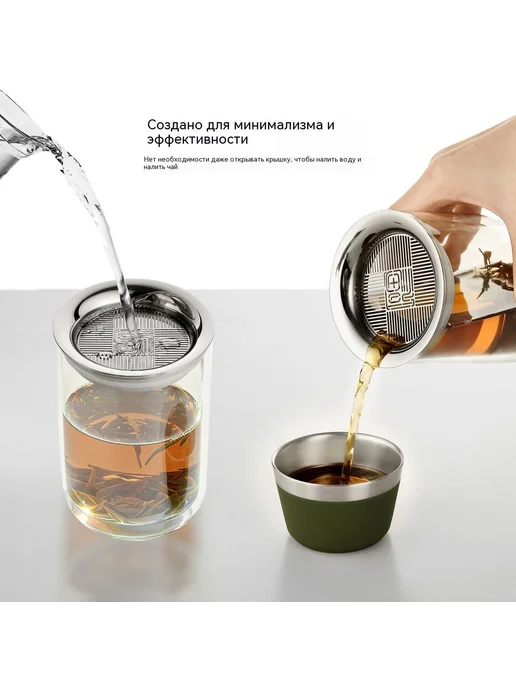 Термос 0.42 л, с ситечком, прозрачный, 420 мл, фото 7
