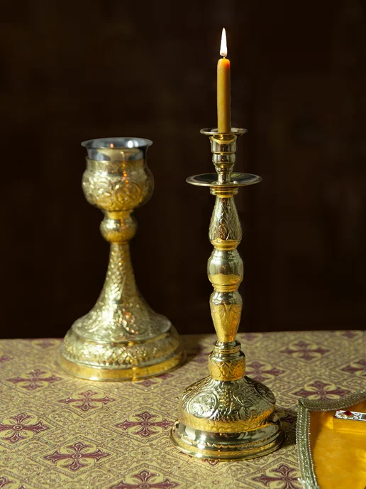 ОРТОКС Подсвечник напрестольный латунный, желтый, фото 2