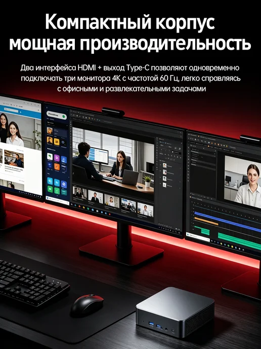 LAOVOVO Мини-ПК для офиса и учёбы, Intel i3 16 ГБ +256ГБ SSD, Win 11, 16 ГБ, 256 ГБ, фото 5