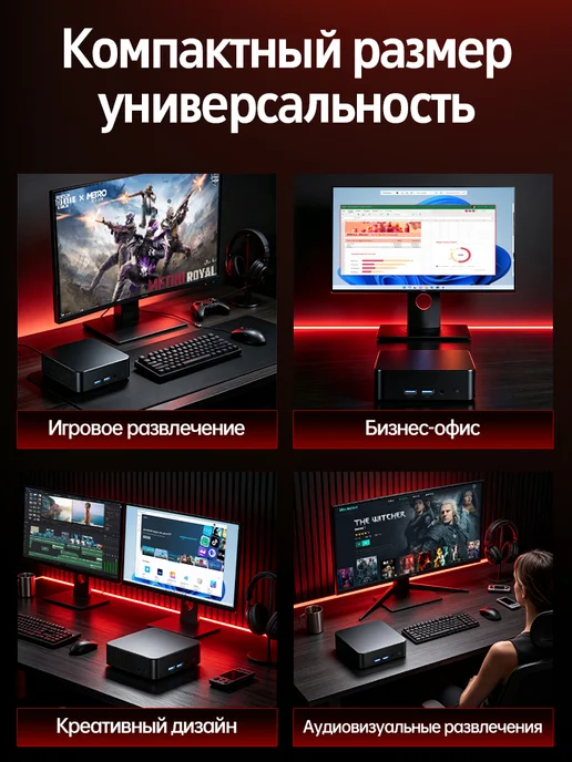 LAOVOVO Мини-ПК для офиса и учёбы, Intel i3 16 ГБ +256ГБ SSD, Win 11, 16 ГБ, 256 ГБ, фото 8