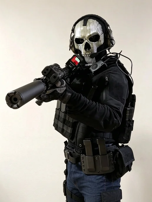 Маска Гоуста Ghost Call of Duty — Балаклава череп призрака, черный, фото 3