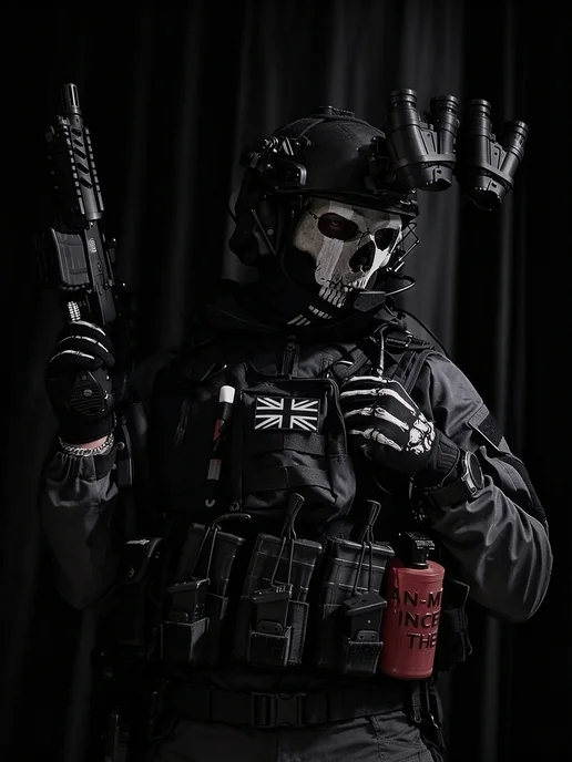 Маска Гоуста Ghost Call of Duty — Балаклава череп призрака, черный, фото 5