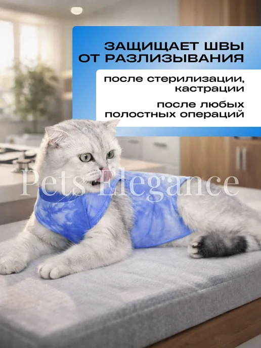 Попона для кошек послеоперационная на липучке, вариант, фото 7