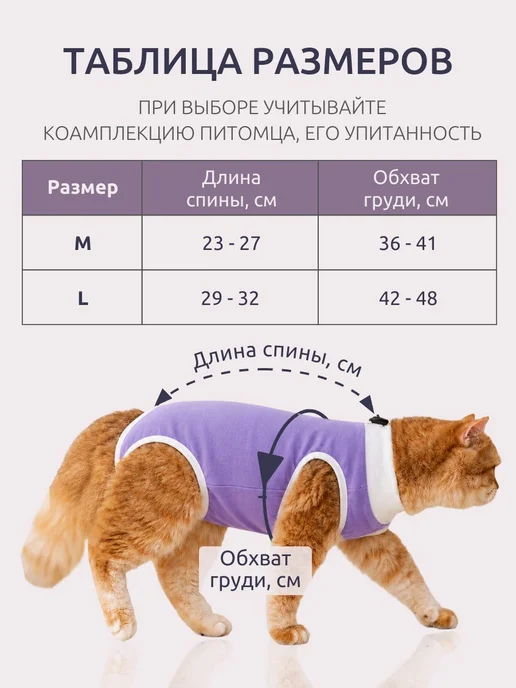 Попона для кошек послеоперационная, фиолетовый, фото 5
