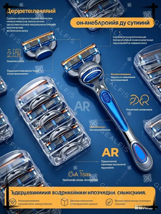 Бритвенный станок Gillette Fusion 5, 4 кассеты, вариант, фото 5