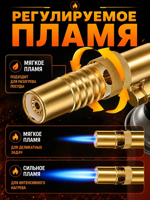 Газовая горелка, туристическая, насадка на газовый баллон ту, желтый, фото 3