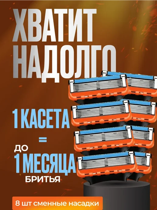 без бренда Сменные кассеты 8шт и станок для бритья, 5 лезвий, 8 шт, фото 3