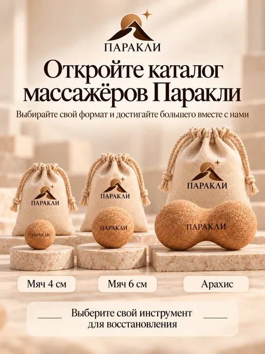 Паракли Мяч массажный пробковый для МФР 6 см, коричневый, фото 6