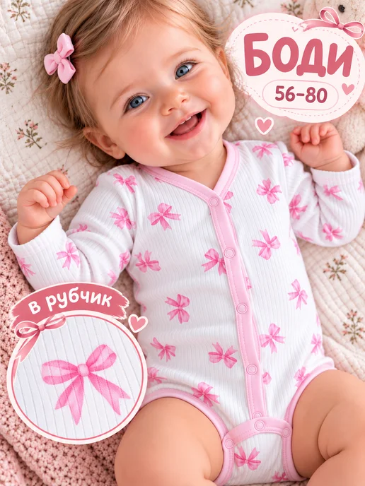 Luxury Baby Боди для новорожденных с длинным рукавом в рубчик, вариант