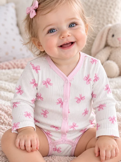 Luxury Baby Боди для новорожденных с длинным рукавом в рубчик, вариант, фото 2