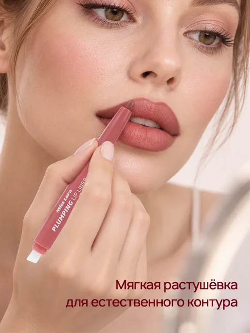 PrettyGirl Карандаш для губ 2 в 1 с силиконовой кисточкой 01, вариант, фото 3