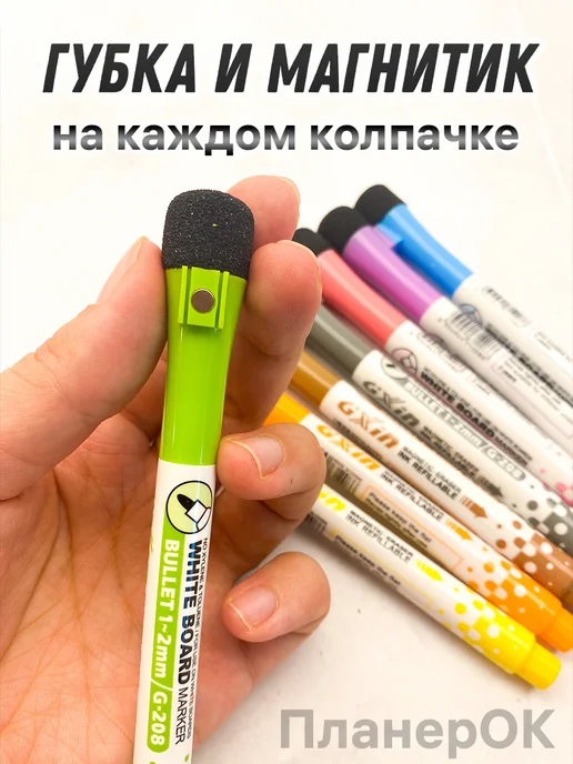 Маркеры на магните ультратонкие 0,5 мм, набор 8 шт, для, 8 шт, фото 3