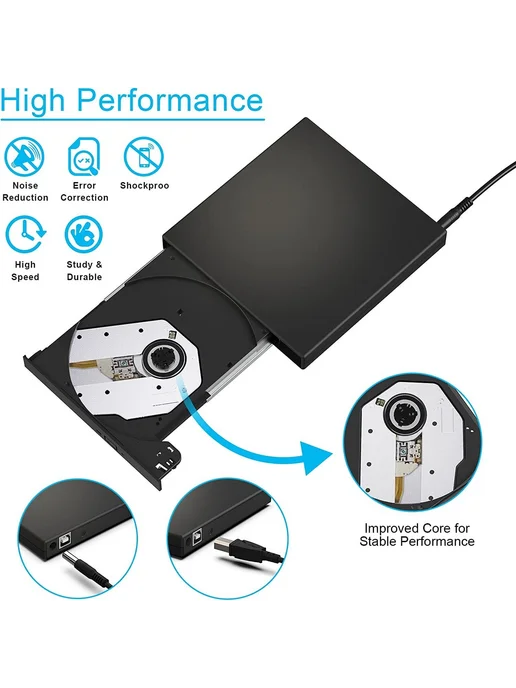 Внешний оптический привод CD DVD USB 2.0 для ноутбука и ПК, вариант, фото 2