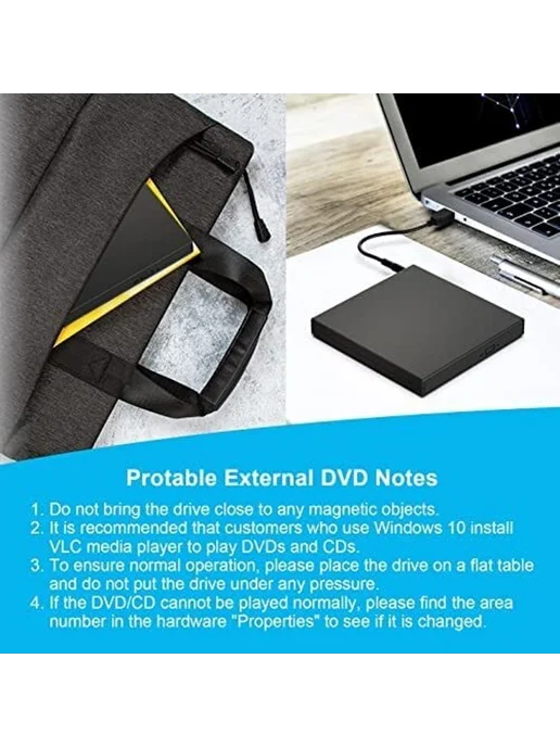 Внешний оптический привод CD DVD USB 2.0 для ноутбука и ПК, вариант, фото 3