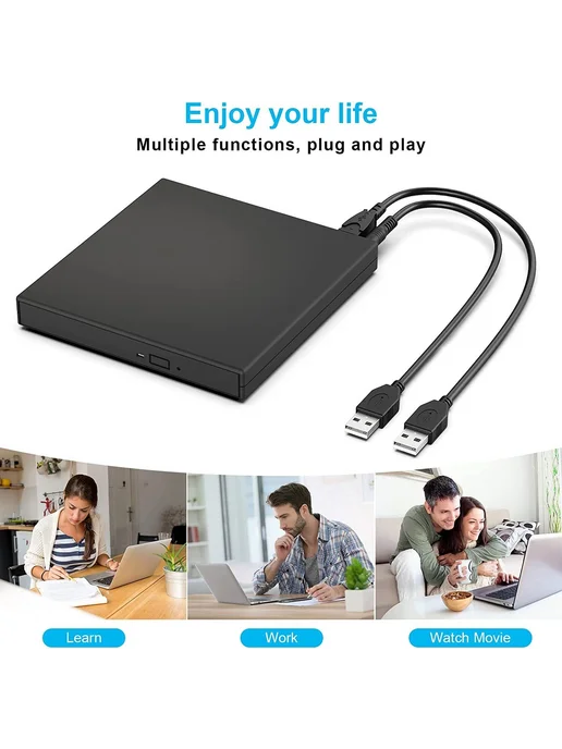 Внешний оптический привод CD DVD USB 2.0 для ноутбука и ПК, вариант, фото 4