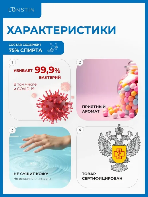 Карманный антисептик спрей для рук 50 мл - 3шт, 50 мл, 3 шт, фото 2