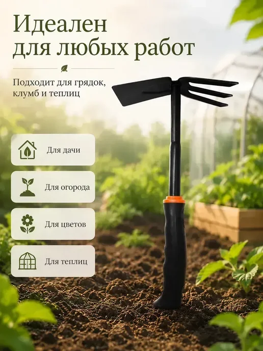 Садовый ручной рыхлитель 2 в 1 инструмент для огорода, вариант, фото 8