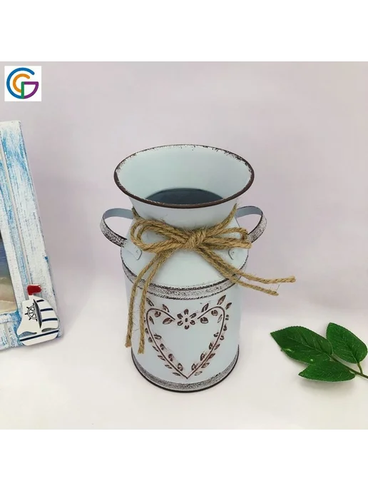 Ваза для цветов из оцинкованной жести, 19 см, вариант, фото 7