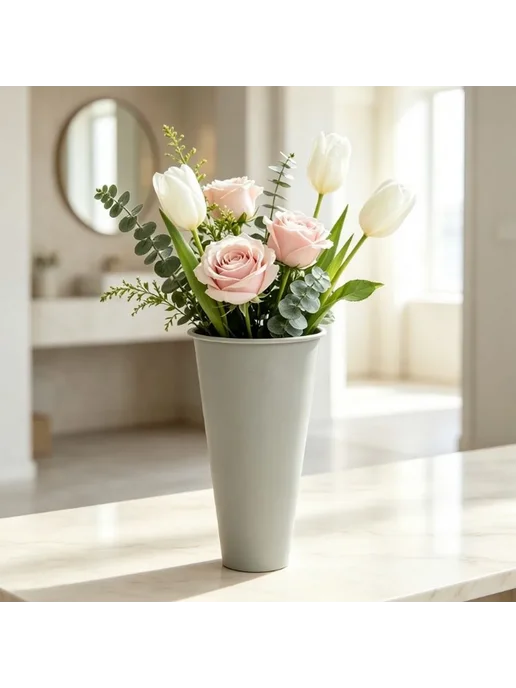 Нет бренда Высокая пластиковая ваза для цветов Decor Garden, вариант, фото 2