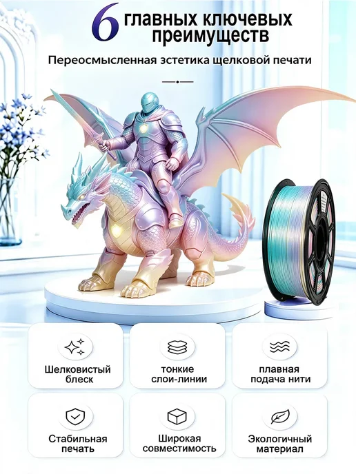 PLA Plastic for 3d Printer 1.75mm Silk Macaron 1kg, 1 кг, фото 2