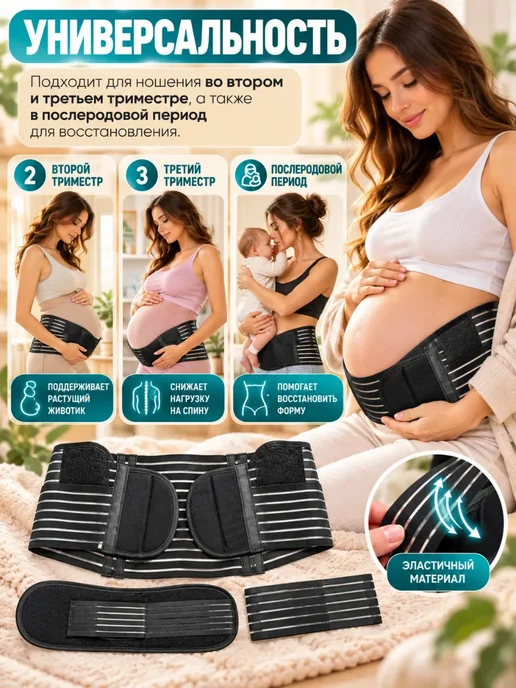 зефирус2 Бандаж для беременных дородовый, регулируемый XXL, черный, фото 7
