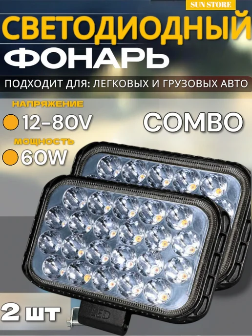SUN STORE Фары противотуманные 12-80V 60W, 60 Вт